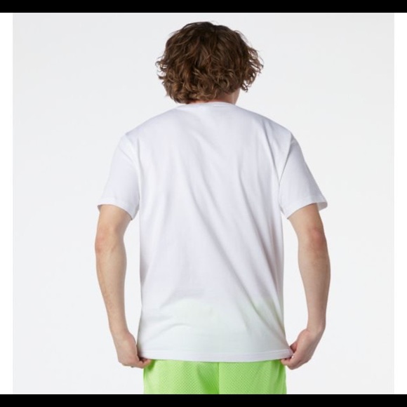 NWT Men’s X-Small New Balance Athletics Psych Varsity Tee In White/Black/Green - Picture 4 of 15